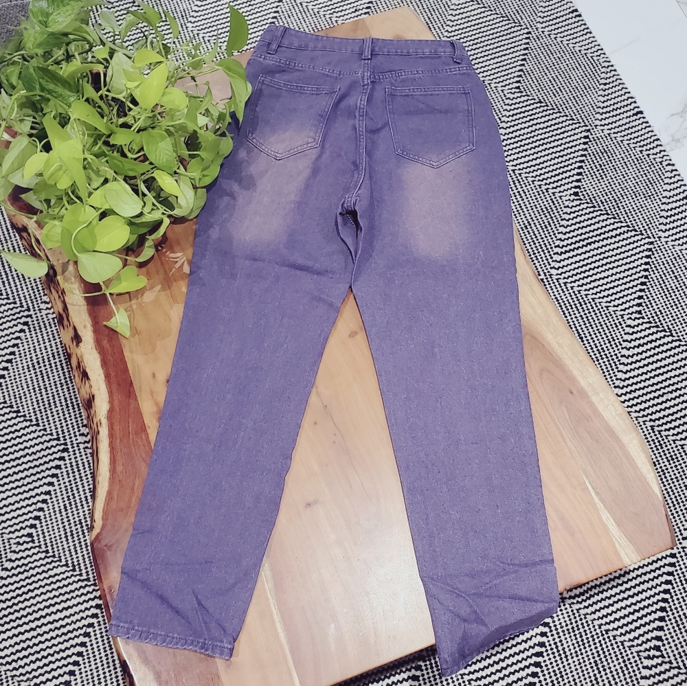 Dusty Purple High Rise Mom Straight Jeans- New
